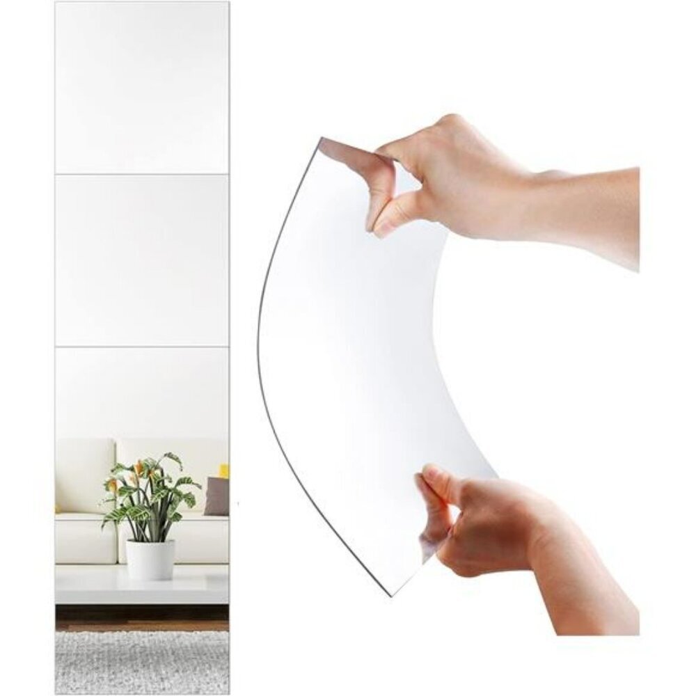 Unbreakable Full Body Wall Mirror Tiles Set for Bedroom Gym Kids Room Decor